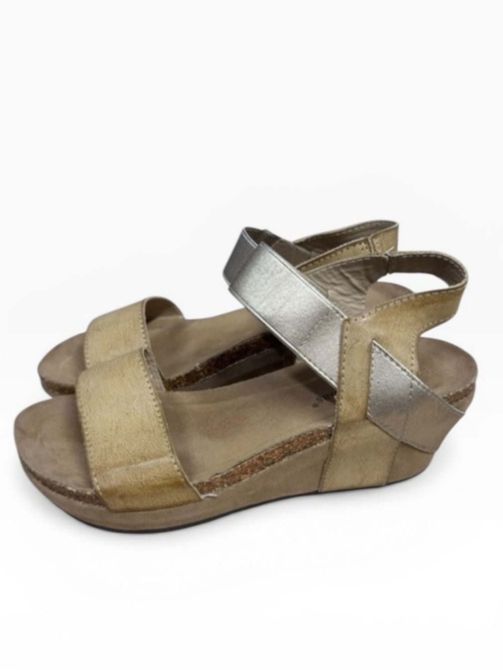 Pierre Dumas Chantal-2 Tan Platform Wedge Sandals Women’s Size 8.5 Comfort Sling
